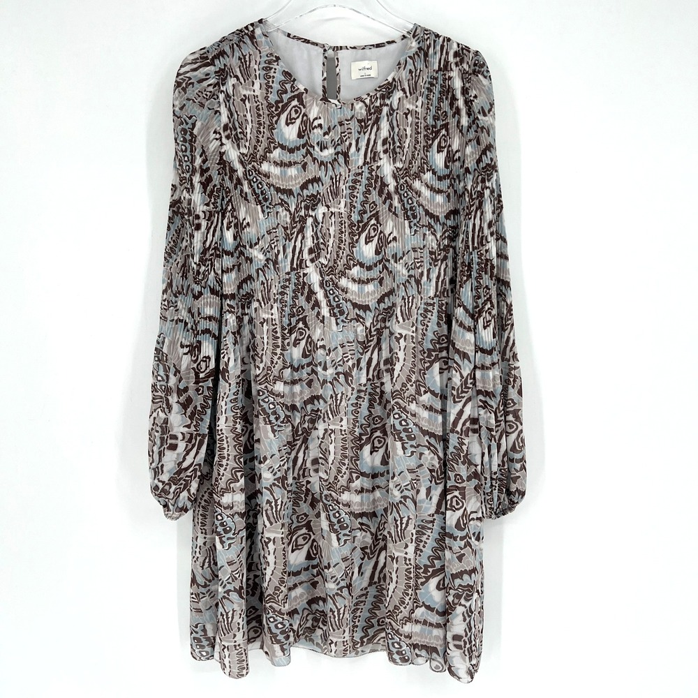Wilfred Dress Womens L‎ Butterfly Pastel Ruffle Aritzia Blue Brown Boho Peasant
